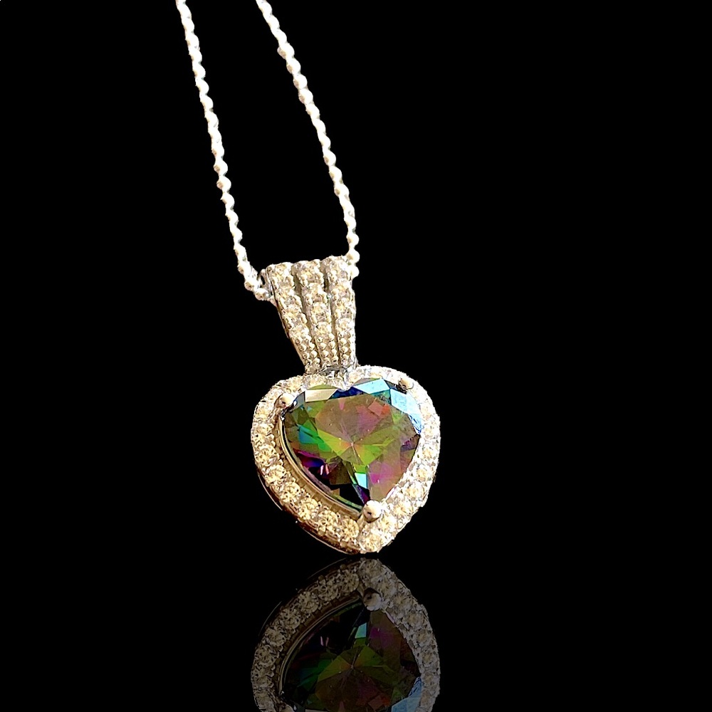 Sterling Silver Rainbow In Topaz Necklace